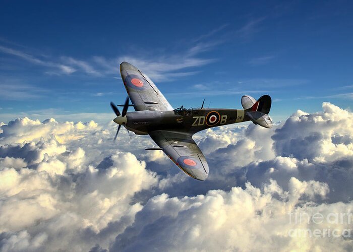 Supermarine Greeting Card featuring the digital art Spitfire MH434 by Airpower Art