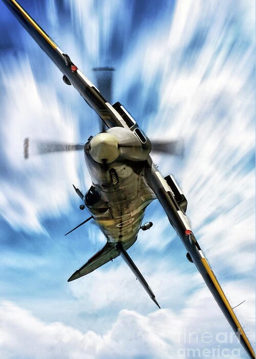 Spitfire Greeting Card featuring the digital art Spitfire Roll by Airpower Art