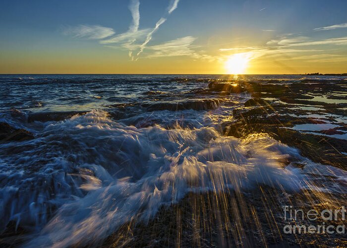 Andalucia Greeting Card featuring the photograph Splash Wave on Sunset Cadiz Sapin by Pablo Avanzini