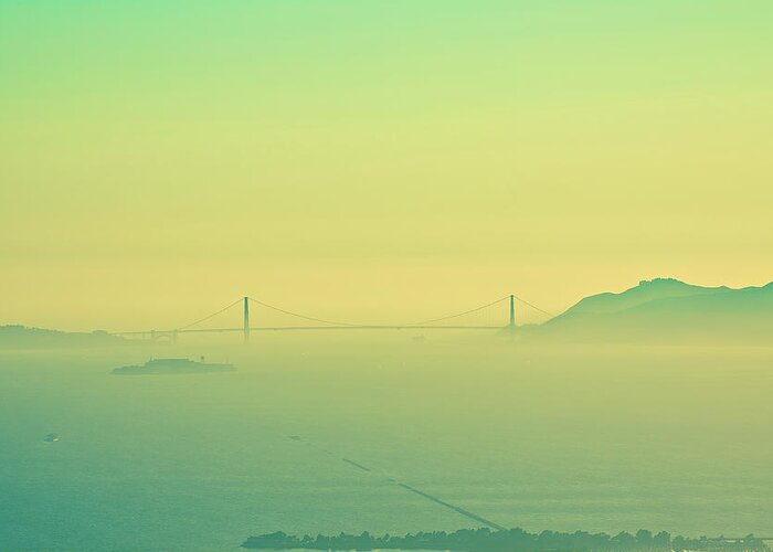 Golden Gate Bridge Greeting Card featuring the photograph Split Tone Gate Bridge by Digiblocks Photography