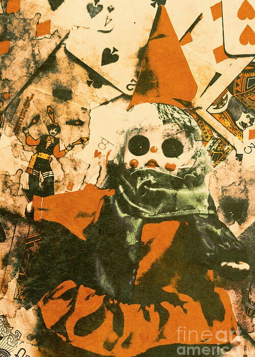 Clown Greeting Card featuring the photograph Spooky carnival clown doll by Jorgo Photography