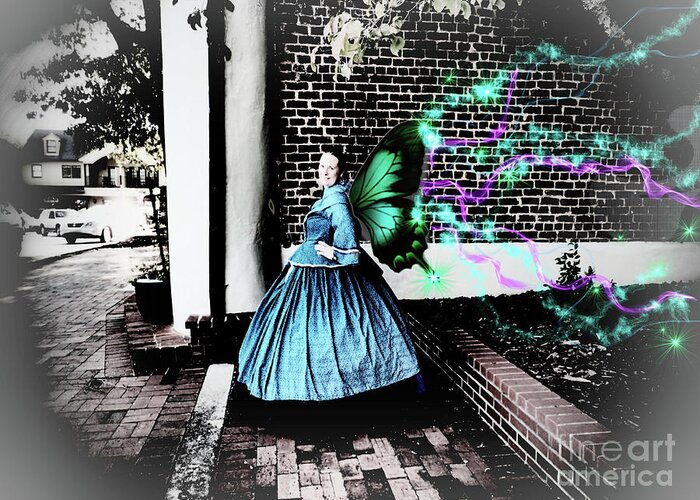 Spooky Greeting Card featuring the digital art Spooky Historic Butterfly Dahlonega by Nicole Angell