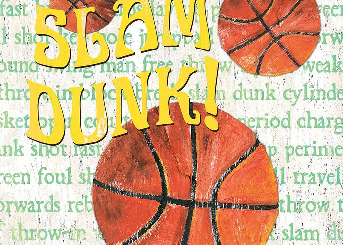 Basketball Greeting Card featuring the painting Sports Fan Basketball by Debbie DeWitt