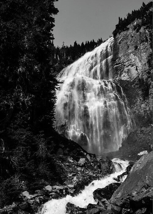 Majestic Greeting Card featuring the photograph Spray Falls Black and White by Pelo Blanco Photo