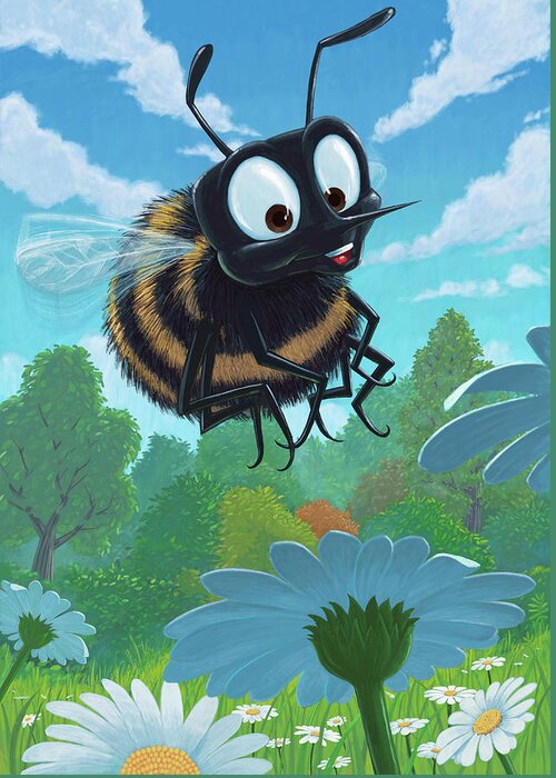 Spring Greeting Card featuring the painting Spring Bee by Martin Davey