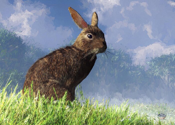 Spring Bunny Greeting Card featuring the digital art Spring Bunny by Daniel Eskridge