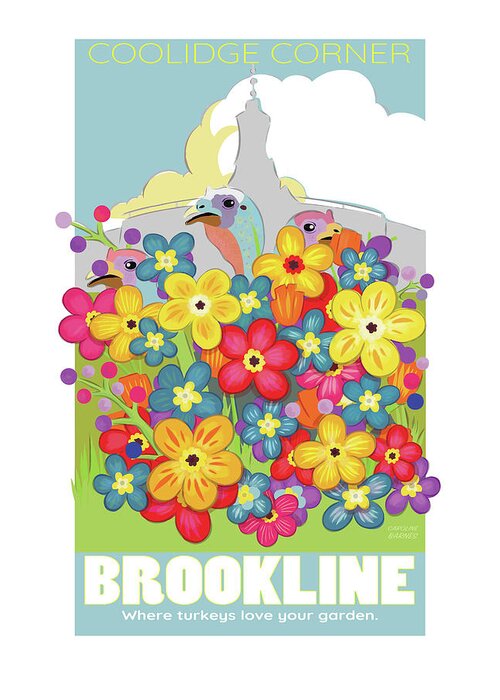Brookline Turkeys Greeting Card featuring the digital art Spring Flowers by Caroline Barnes