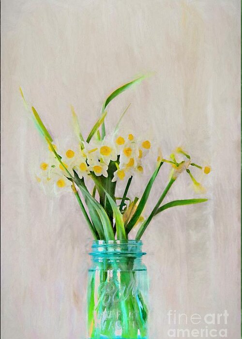 White Daffodil Greeting Card featuring the photograph Spring in the Country by Benanne Stiens