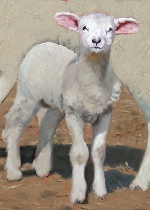 Lamb Greeting Card featuring the painting Spring Lamb by John Reynolds