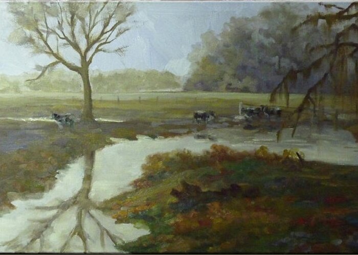 Spring Greeting Card featuring the painting Spring Pasture by Nora Sallows