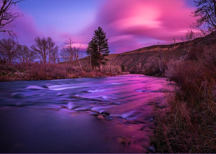 Landscape Photography Greeting Card featuring the photograph Spring Sunset along the Truckee River Reno Nevada by Scott McGuire