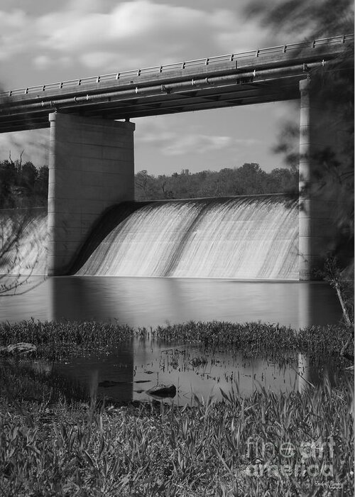 Dam Greeting Card featuring the photograph Springfield Lake Dam Grayscale by Jennifer White