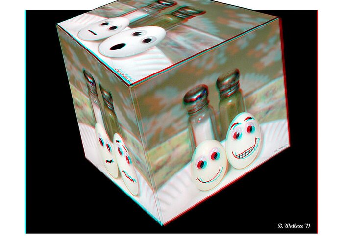 3d Greeting Card featuring the photograph Square Meal - Use Red-Cyan 3D glasses by Brian Wallace