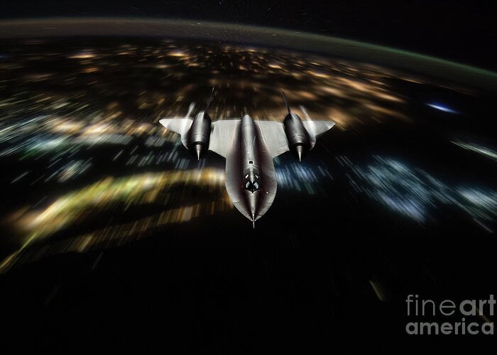 Sr-71 Greeting Card featuring the digital art SR-71 Night Stalker by Airpower Art
