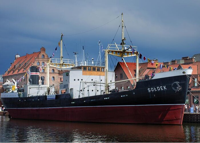 Gdansk Greeting Card featuring the photograph SS Soldek by Robert Grac