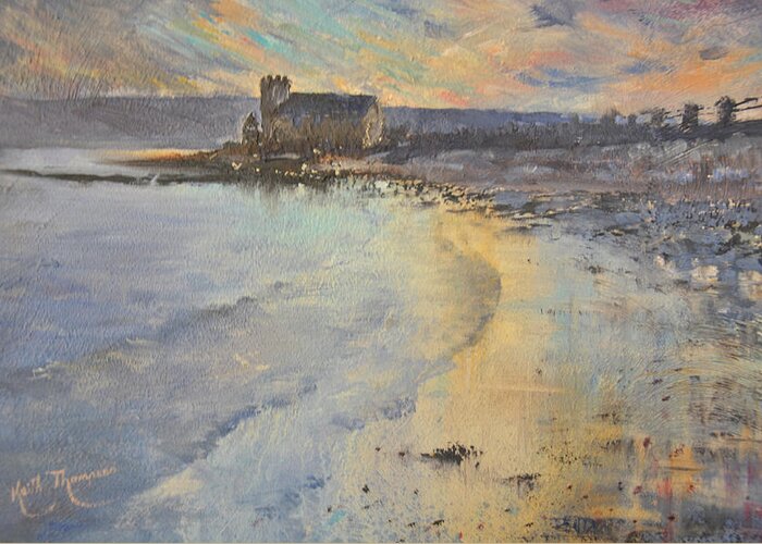 Abbey Greeting Card featuring the painting St. Augustine Abbey Golden Hour by Keith Thompson