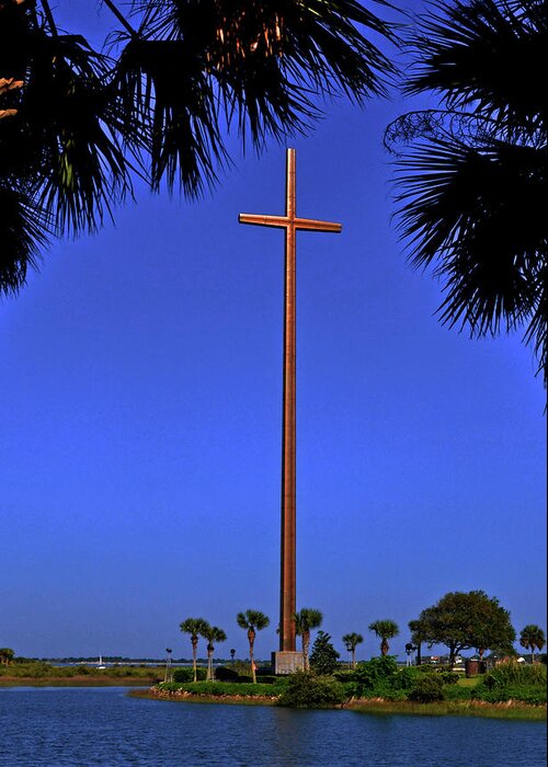 St Augustine Greeting Card featuring the photograph St Augustine Memorial Cross 011 by George Bostian
