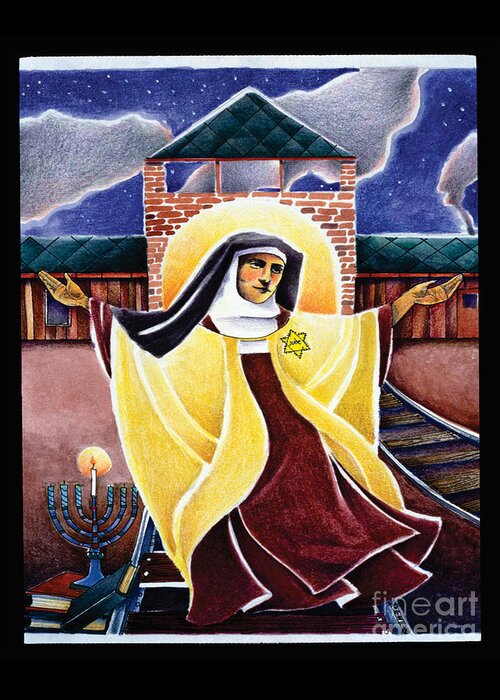 St. Edith Stein Greeting Card featuring the painting St. Edith Stein - MMEDI by Br Mickey McGrath OSFS
