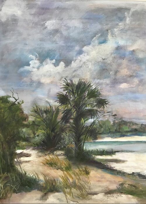 Palm Trees Greeting Card featuring the painting St. George Island by Gloria Smith