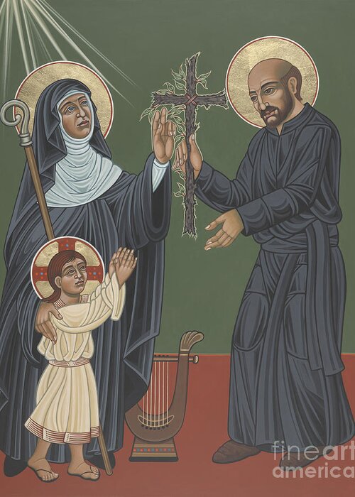 St Hildegard Greeting Card featuring the painting St Hildegard and St Ignatius- Viriditas by William Hart McNichols