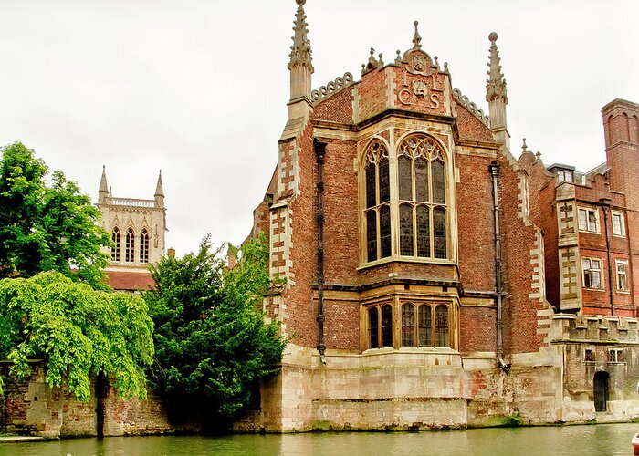 Cambridge Greeting Card featuring the photograph St Johns College from the Backs. by Elena Perelman