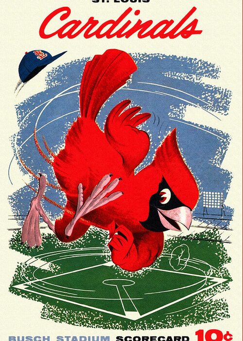 St. Louis Cardinals Vintage 1958 Scorecard Greeting Card by Big 88 Artworks