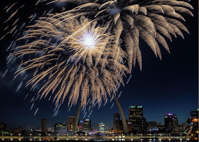 Fireworks Greeting Card featuring the photograph St Louis Celebration by Susan Rissi Tregoning