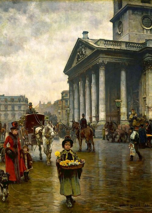 William Logsdail - St Martin-in-the-fields Greeting Card featuring the painting St Martin in the Fields by MotionAge Designs