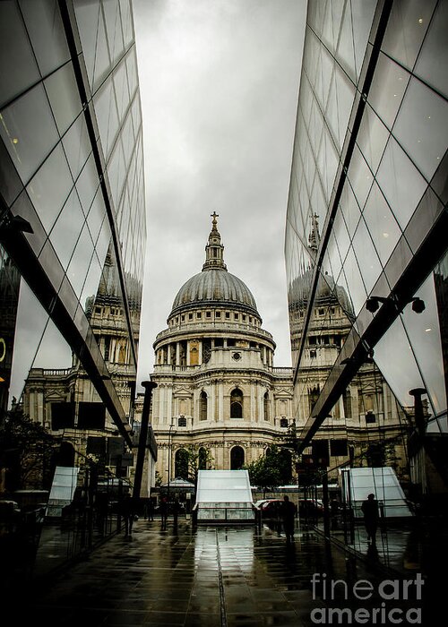 St. Paul's Cathedral Greeting Card featuring the photograph St. Paul's on a Foggy London Day by Marina McLain