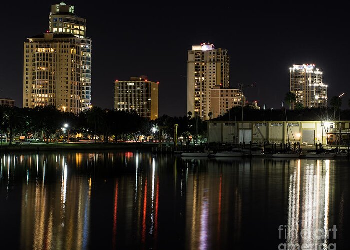Art Greeting Card featuring the photograph St. Pete at Night by Phil Spitze