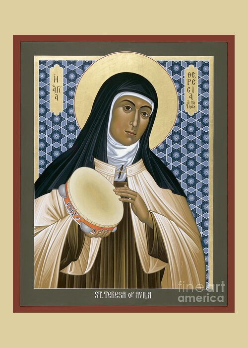 St. Teresa Of Avila Greeting Card featuring the painting St. Teresa of Avila - RLTOA by Br Robert Lentz OFM