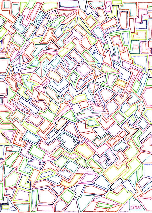 Mazes Greeting Card featuring the drawing Stained Glass 2 by Steven Natanson
