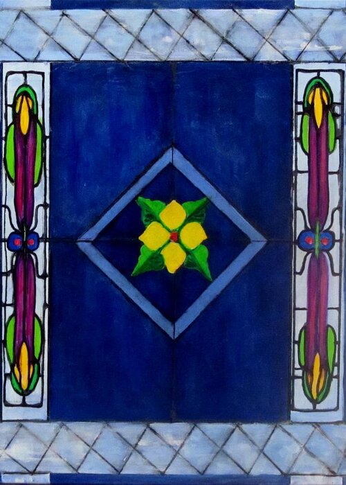 Design Greeting Card featuring the painting Stained Glass by Carol Allen Anfinsen