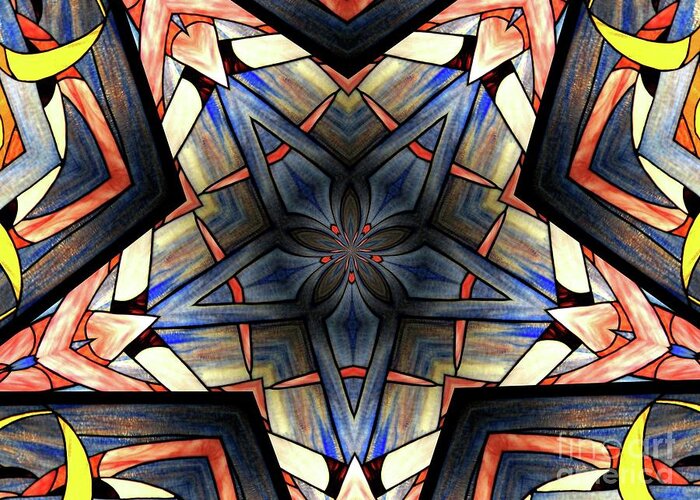 Stained Glass Window Greeting Card featuring the photograph Stained Glass Kaleidoscope 36 by Rose Santuci-Sofranko