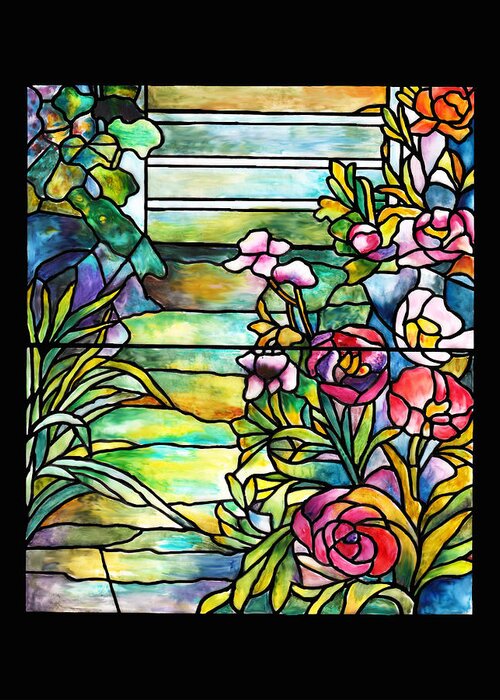 Stained Glass Paintings Paintings Greeting Card featuring the painting Stained Glass Tiffany Robert Mellon House by Donna Walsh