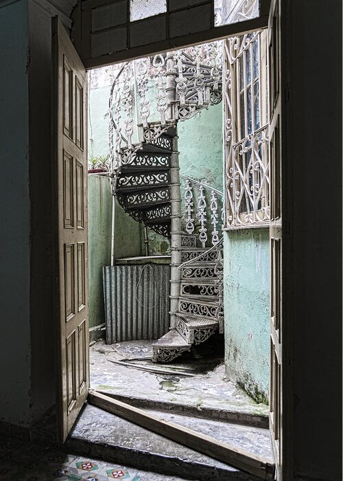 Cuba Greeting Card featuring the photograph Stairway to Up by Sharon Popek