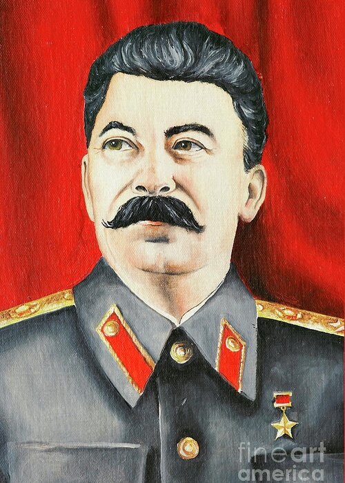 Stalin Greeting Card featuring the painting Stalin by Michal Boubin
