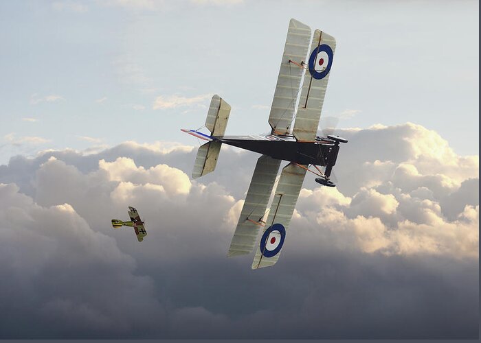 Aircraft Greeting Card featuring the digital art Stalked - SE5 and Albatros Dlll by Pat Speirs