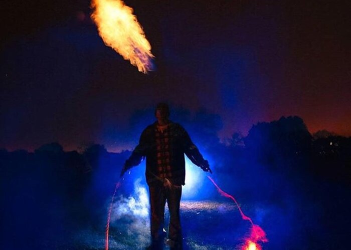Likesforlikes Greeting Card featuring the photograph #standup
#notphotoshop #fire #silho by Andrew Nourse