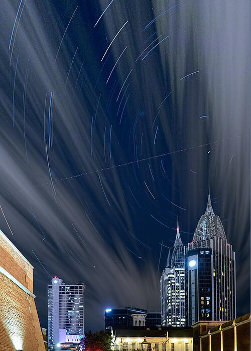 City Greeting Card featuring the photograph Star Trails and City Lights by Brad Boland