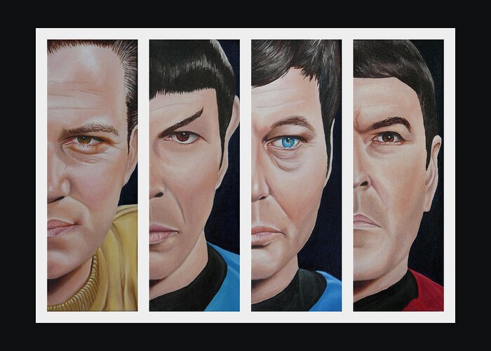 Star Trek Greeting Card featuring the painting Star Trek Set One by Vic Ritchey