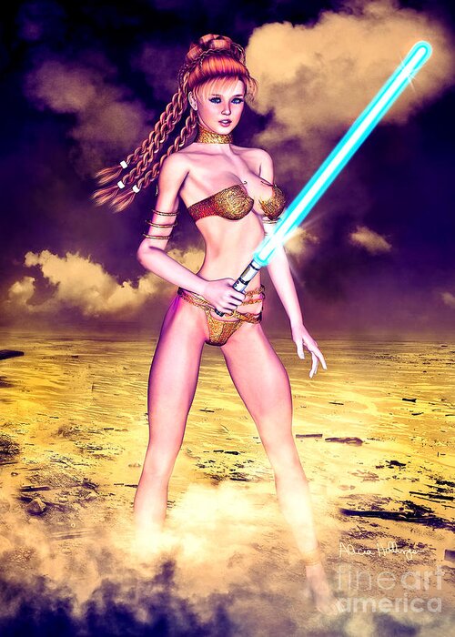 Star Wars Greeting Card featuring the digital art Star Wars Inspired Fantasy Pin-Up Girl by Alicia Hollinger