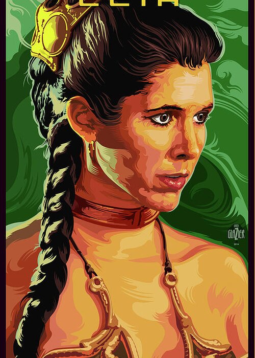 Modern Comic Designs Greeting Card featuring the digital art Star Wars Princess Leia Pop Art Portrait by Garth Glazier