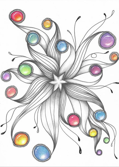 Zentangle Greeting Card featuring the drawing Starburst by Jan Steinle