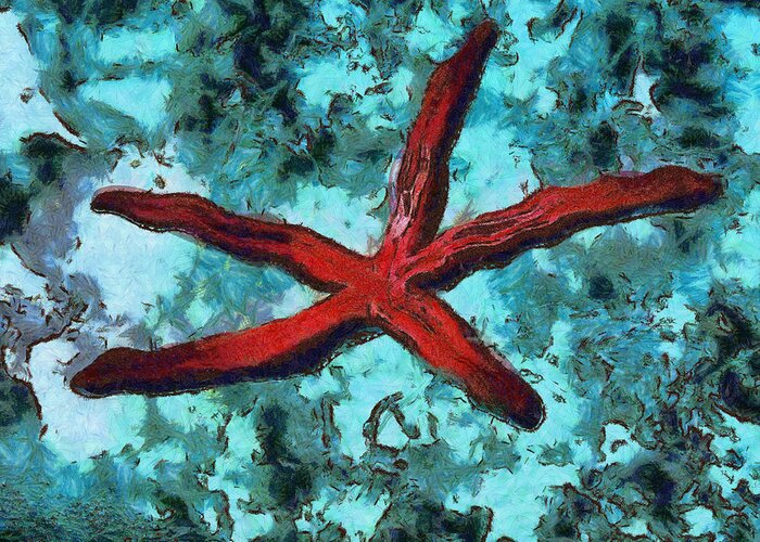 Starfish Greeting Card featuring the photograph Starfish on a glass by Ashish Agarwal