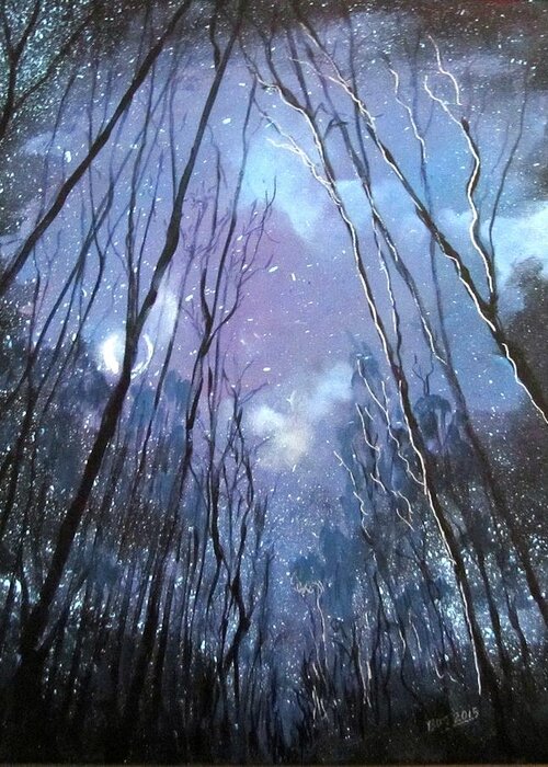 Landscape Greeting Card featuring the painting Starlight by Barbara O'Toole