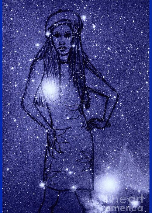 Space And Time Greeting Card featuring the mixed media Starlight of Space and Time 2 by Joan-Violet Stretch