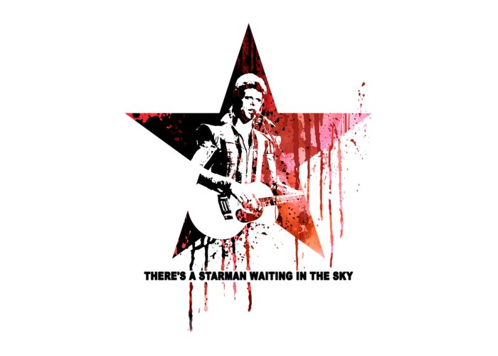 Jimi Greeting Card featuring the painting David Bowie - Starman #1 by Art Popop