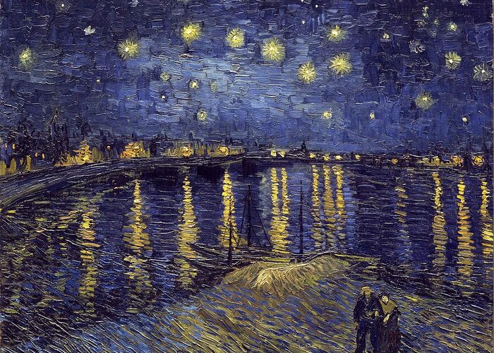 Vincent Van Gogh Greeting Card featuring the painting Starry Night Over The Rhone #8 by Starry Night