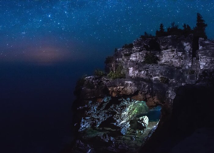 Landscape Greeting Card featuring the photograph Stars over the Grotto by Cale Best